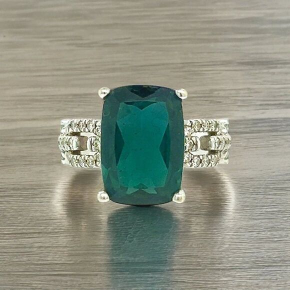 Natural Tourmaline Diamond Ring 6 14k W Gold 5 TCW Certified 304176 - Picture 11 of 14